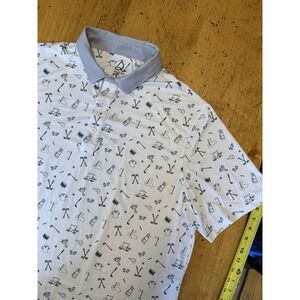 DEOLAX Golf Polo Shirt Mens XXL Performance Stretch All Over Print Athletic Top